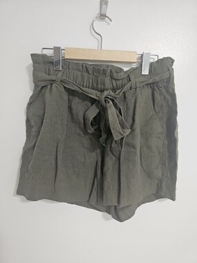 Old Navy Linen Olive Tie-Waist Paperbag Shorts Size 8
